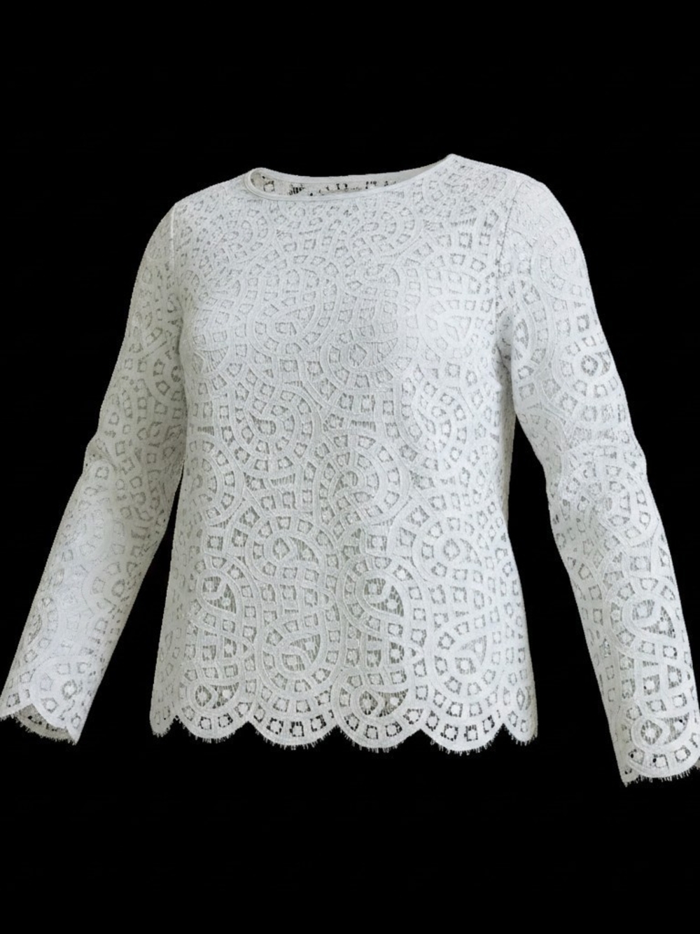 GAP White Medallion Lace Long Sleeve Blouse Size XS